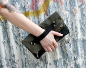 Fold Over Clutch in Olive Green with Handle