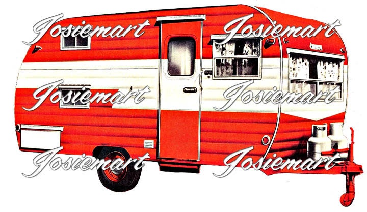 Vintage Digital Download Red White Trailer Vintage Image Collage Large JPG