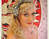Pin Up -style polka dot Hair Bow scarf, gray