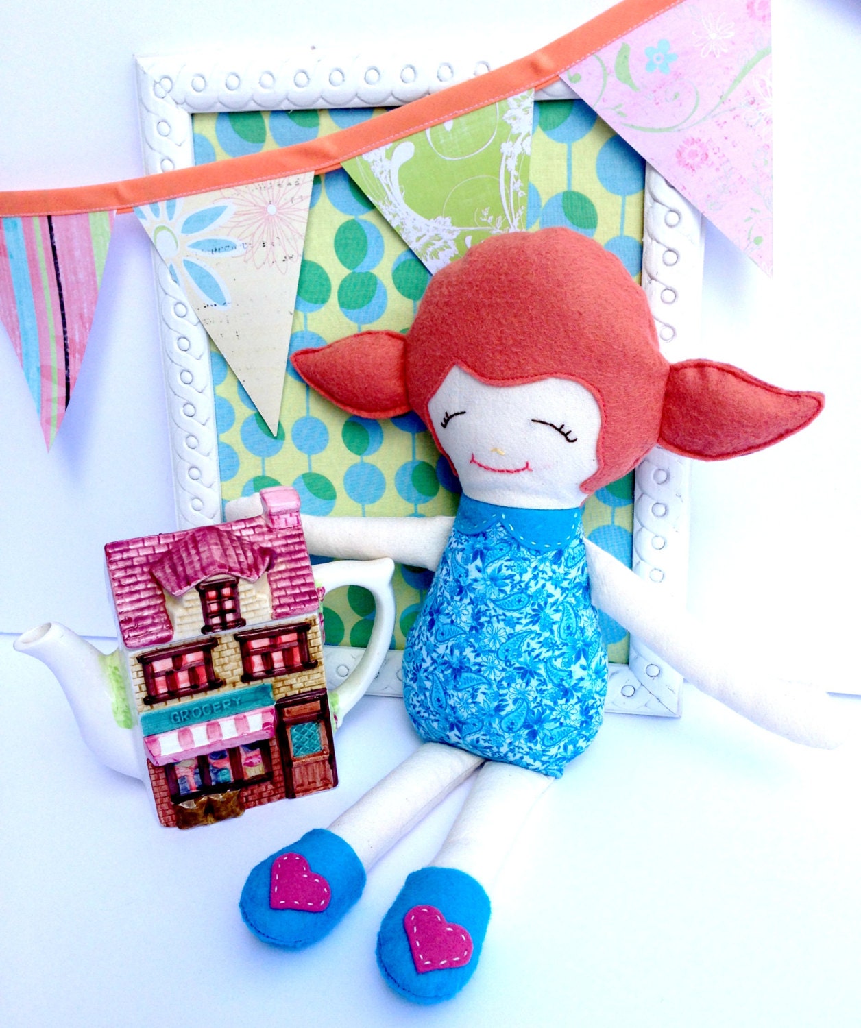 Pink felt Doll - Softy, Soft doll, Plush Doll, Soft Toy, Fabric Rag Doll, Eco-Friendly