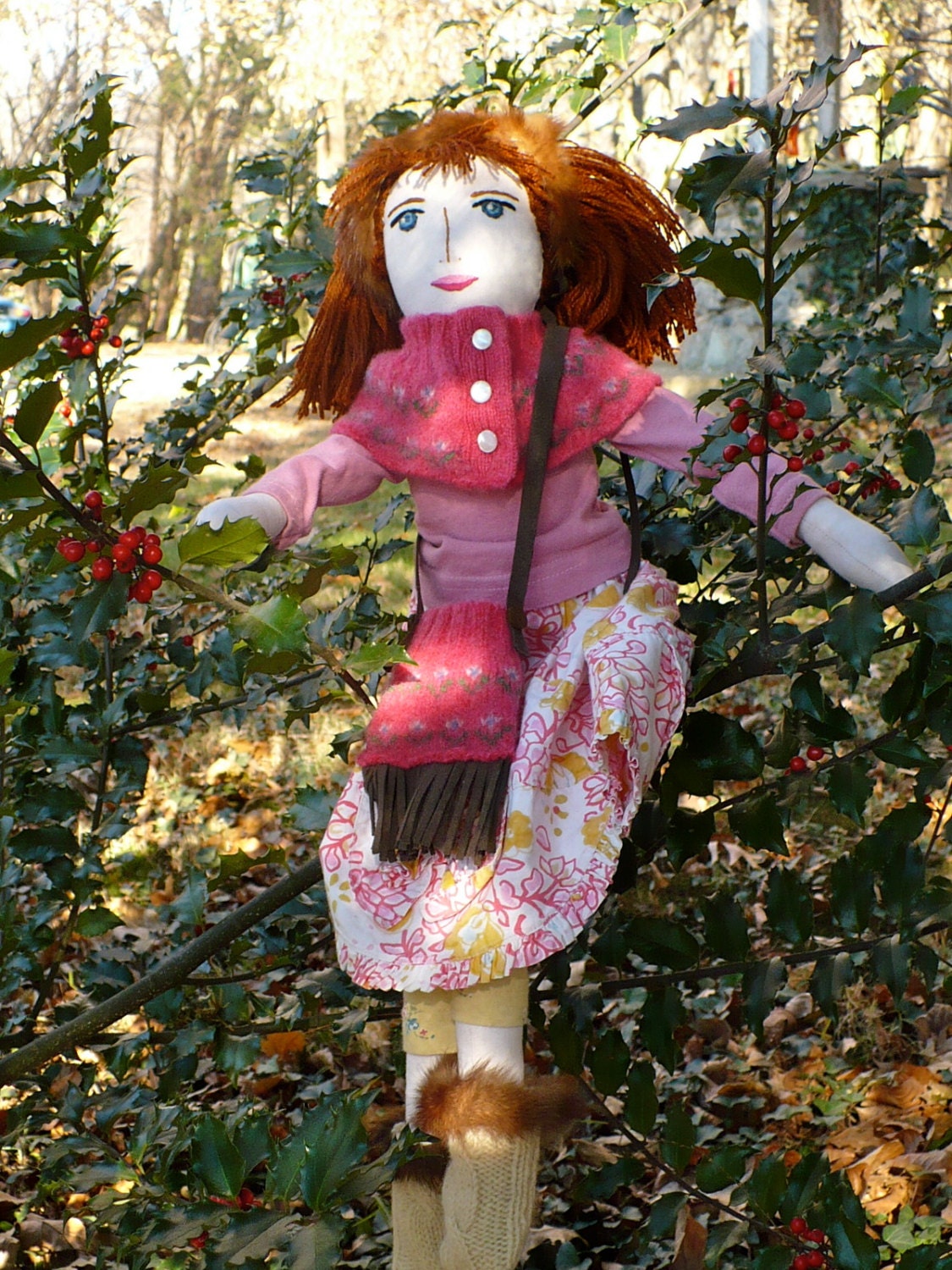 Special Listing for Janice: Cloth Doll, Hand-Embroidered, Heirloom Quality with Vintage Details (Violet)