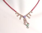Addison - Hand Painted Pink Vintage Necklace OOAK