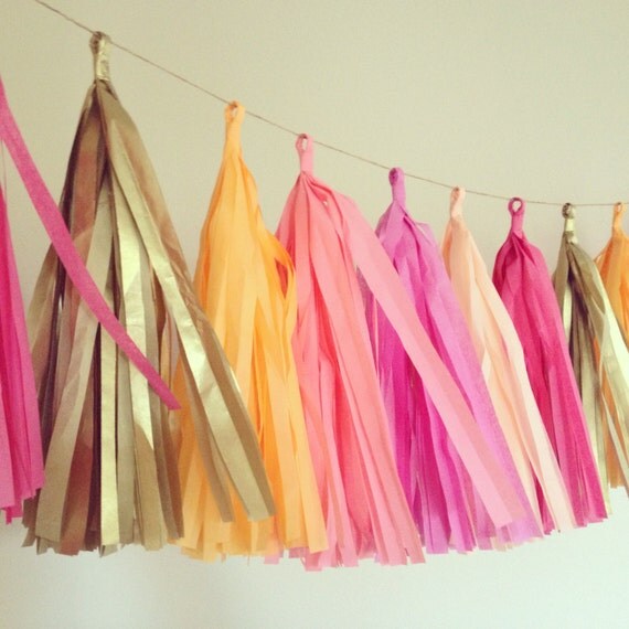 Summer Sorbet ... tissue paper tassel garland // nursery // wedding decorations // birthdays // party decorations Il_570xn