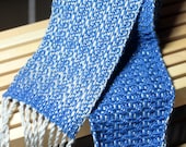 Woven Cotton Scarf in Silver and Blue - Made to Order