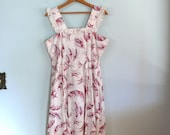 vintage 1940s Dress  // Pussywillow Print Pinafore