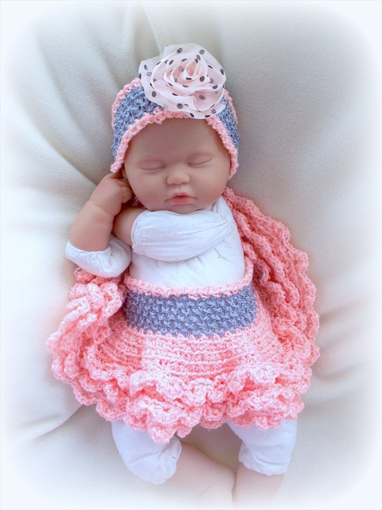 SALE Touch of Grey Baby girl tutu skirt and headband for child 0 to 6 months