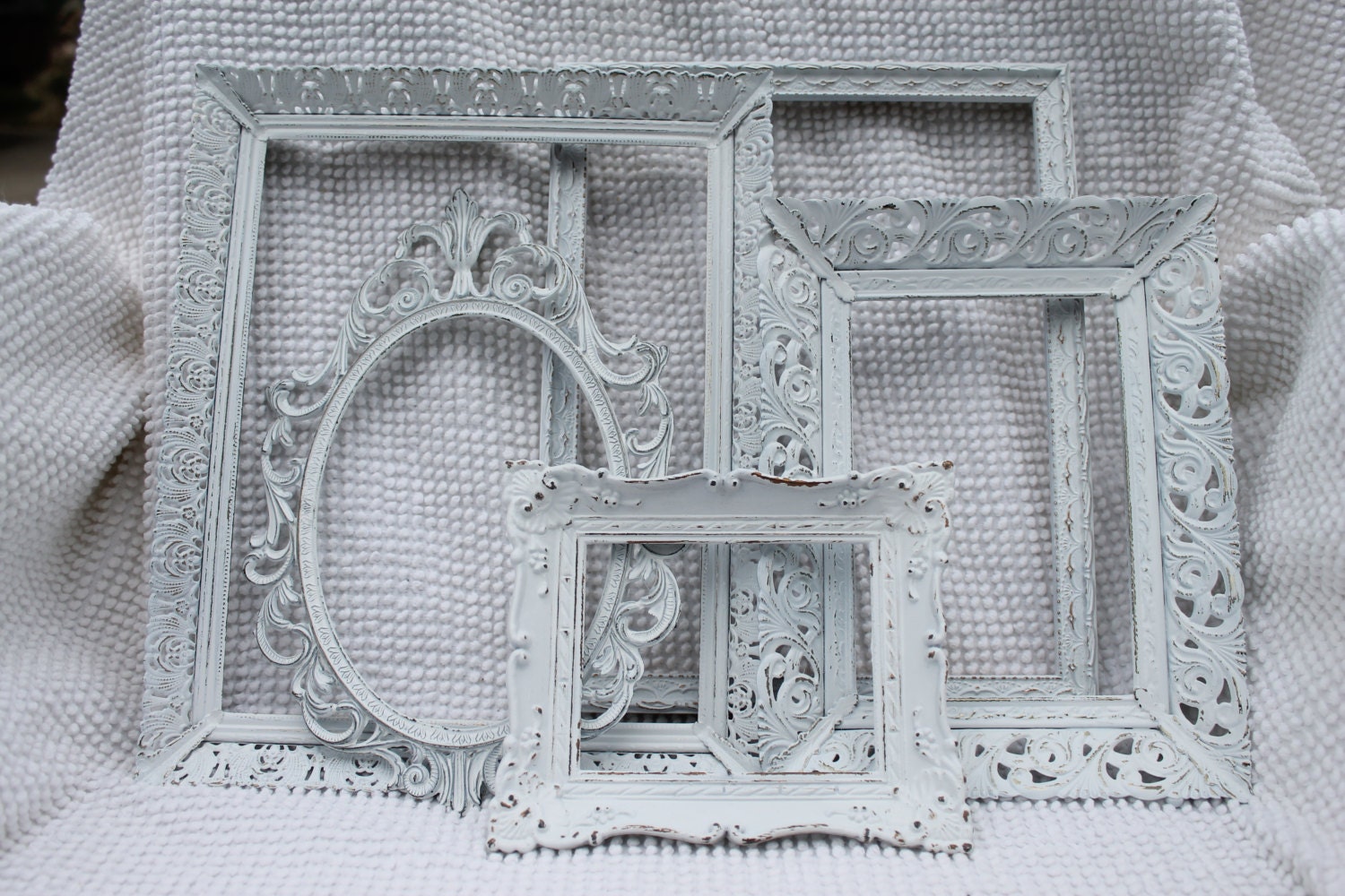 Shabby Chic White Frames -  Ornate Wedding Frames