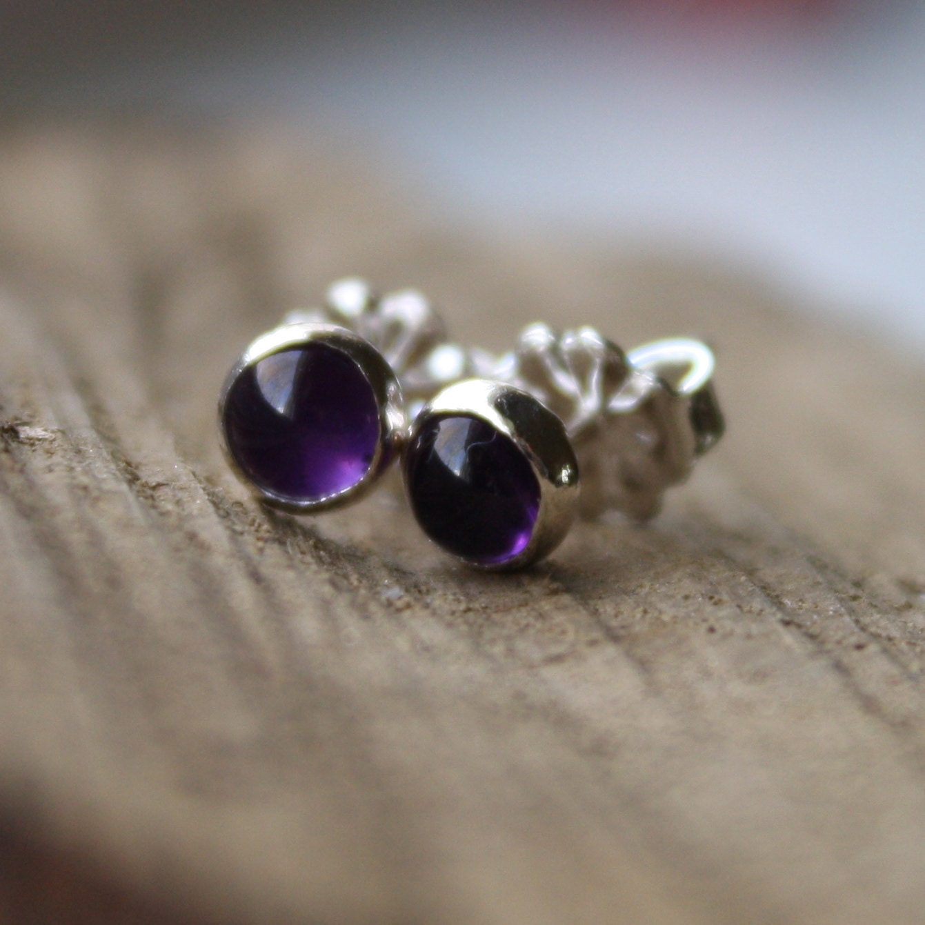 Tiny Amethyst Earrings Studs