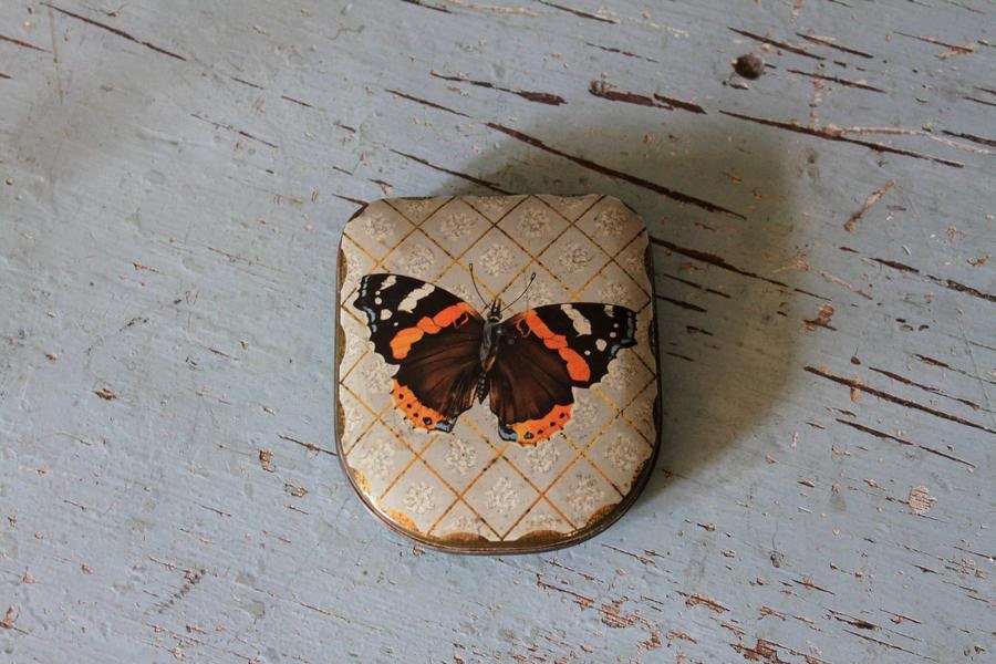 vintage Butterfly tin from England
