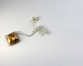 Square shaped pendant  - crystal resin geometric necklace