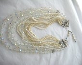 Ice Princess - OOAK Multi-strand Crystal Runway Statement Bib Rock Star Necklace
