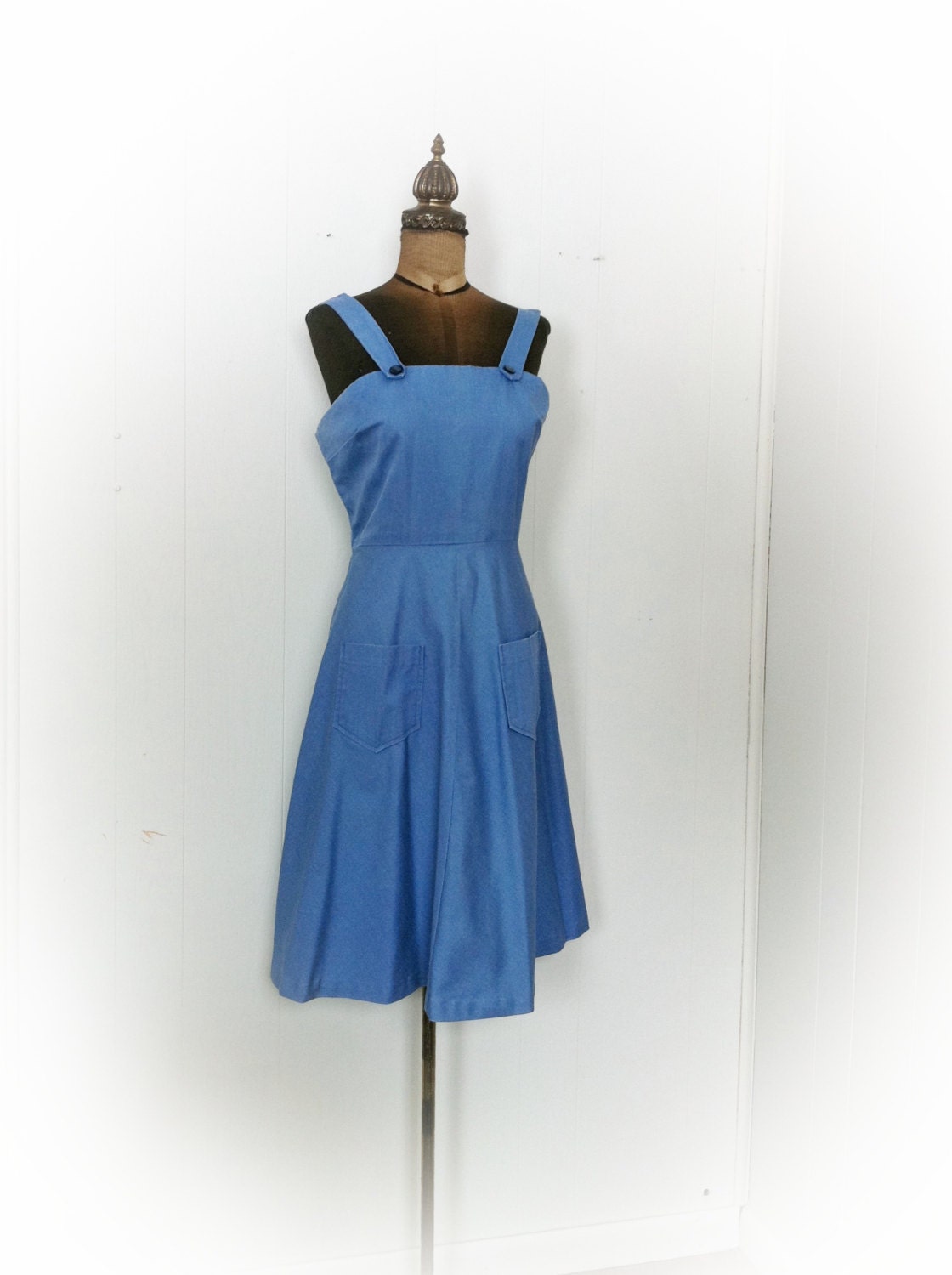 Vintage 1970s Dress Blue Skies Sundress