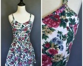 1990's Grunge Floral Romper /  Shorts Playsuit / size medium