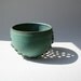 Copper Green Stoneware Vessel: Dramatically Pierced Clay Sculpture
