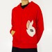 NEW Handpainted Hotot Rabbit hoodie - OOAK - two rabbits painted on a red ethical cotton hooded sweatshirt  - ladies fitted style size XL