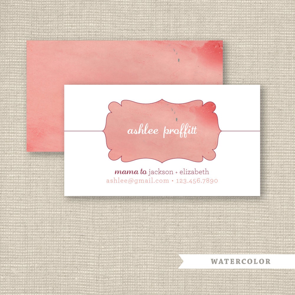 Business Card, Calling Card, Mommy Card - Ombre Watercolor Stripes