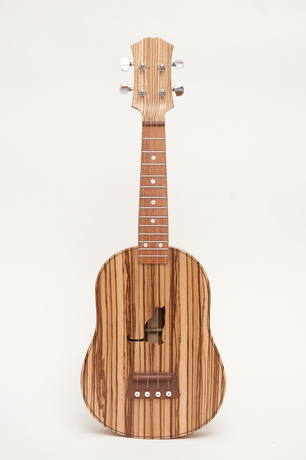 Zebra wood Ukulele (customizable sound hole of choice) Example: Cat