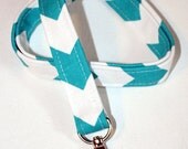 Lanyard  ID Badge Holder -  turquoise / Aqua / teal  -  Chevron zigzag Zig zag  - Lobster clasp and key ring