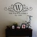 LARGE Swirly Circle Family Monogram Vinyl Wall Decal (m-010)