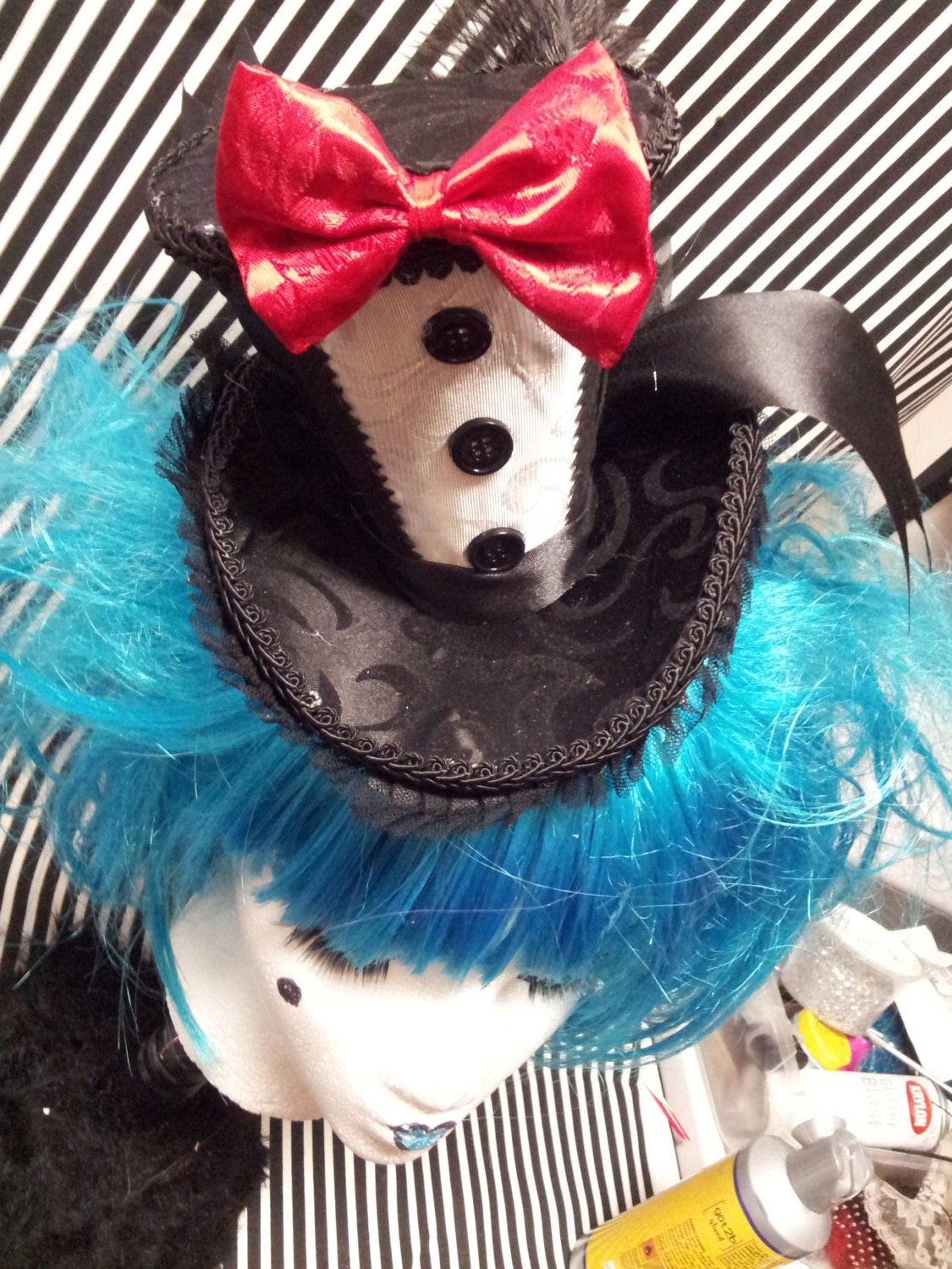 Tuxedo Mini Top Hat Goth Burlesque Magician Lolita Cosplay Fancy Fascinator