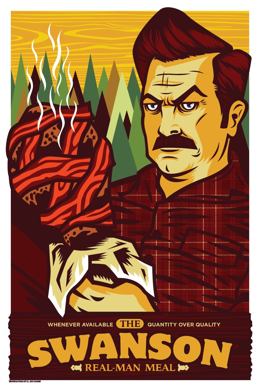 The Ron Swanson Real-Man Meal - Parks and Rec - Screen print