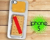 iPhone 5 Case Cheese and Crackers  / Hard Case For iPhone 5 Cheese Cracker Snack. Plastic or Rubber Trim