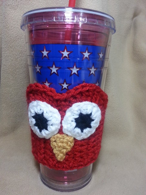 Reusable Owl Insulated Cup Cozy - Crochet Coffee Mug Sleeve