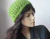 Knit Green Hat Avocado Green Lace Beanie Womens Hat Spring Fashion