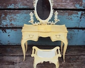 Vintage Barbie Susy Goose Furniture French Provincial Dresser Mirror and Stool