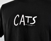 Vintage Cats Tee Screen Stars 90s Broadway Show Black TShirt XL