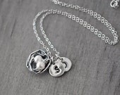 Personalized Bird Nest with Two Pearls -  Two Personalized Initials -  Two Pearl Bird Nest - Silver Bird's Nest Mother's Necklace