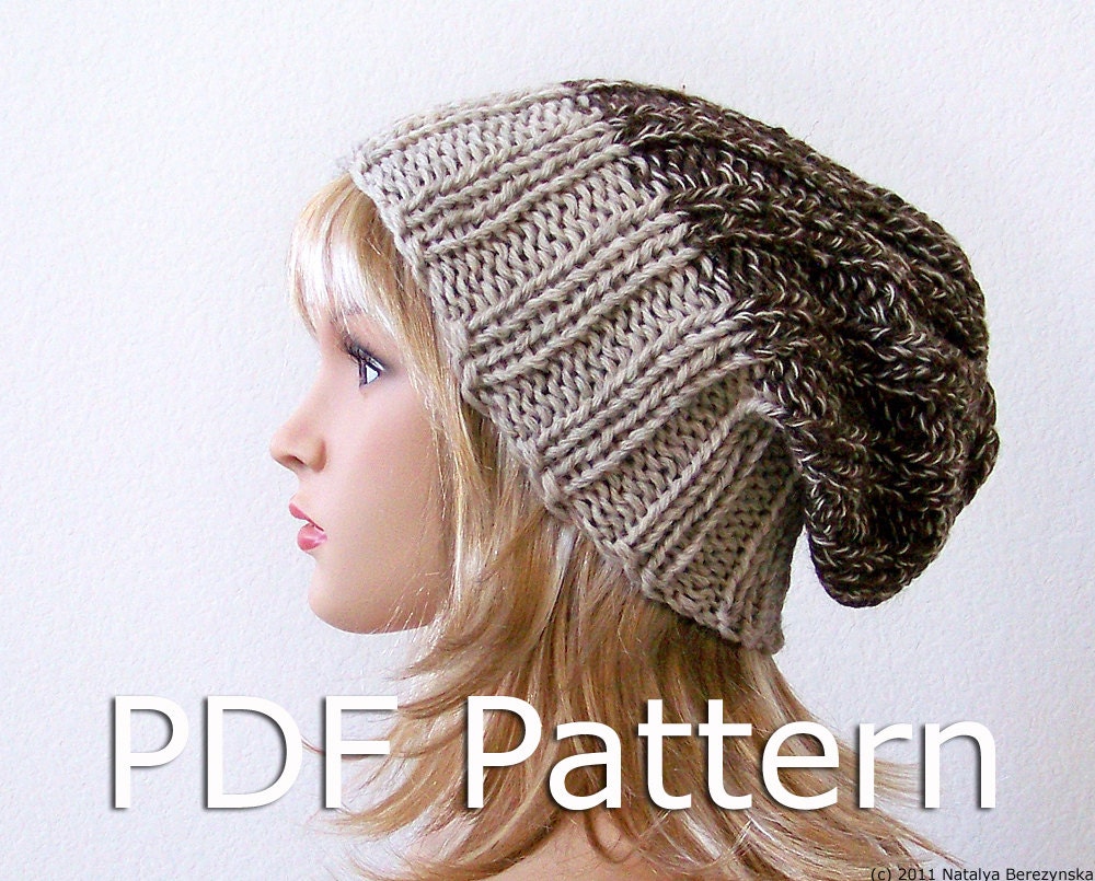 KNITTING PATTERN - Slouchy Hat Pattern, Hat Pattern, Slouchy Beanie Pattern, PDF Pattern Tutorial - Instant Download