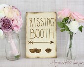 Rustic Kissing Booth Sign Barn Country Wedding Decor Photo Booth Photography Prop  (Item Number 130010)