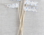 6" cake flags . blue flowers