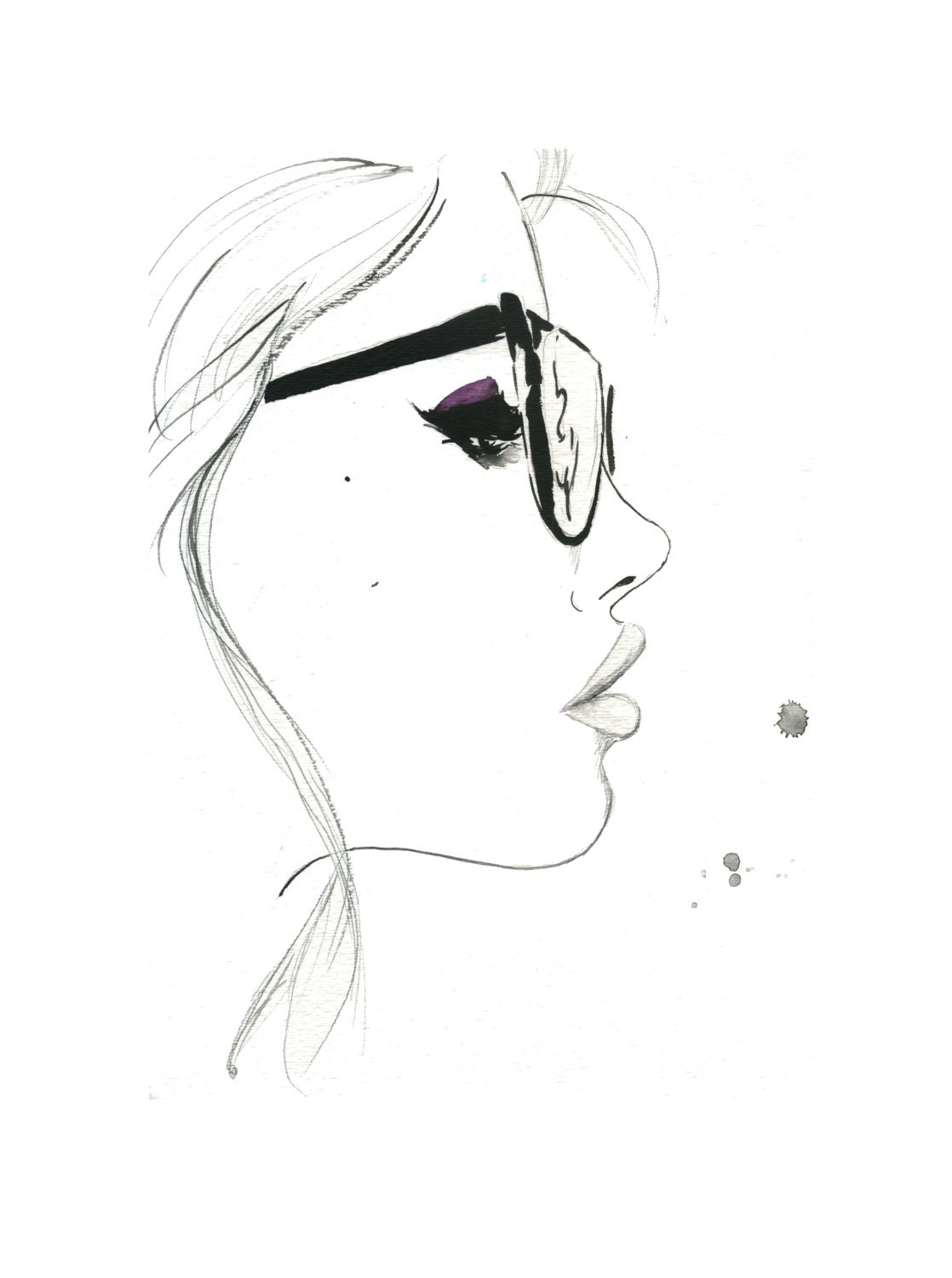 That Nerdy Girl, Print from original watercolor and pen fashion illustration by Jessica Durrant