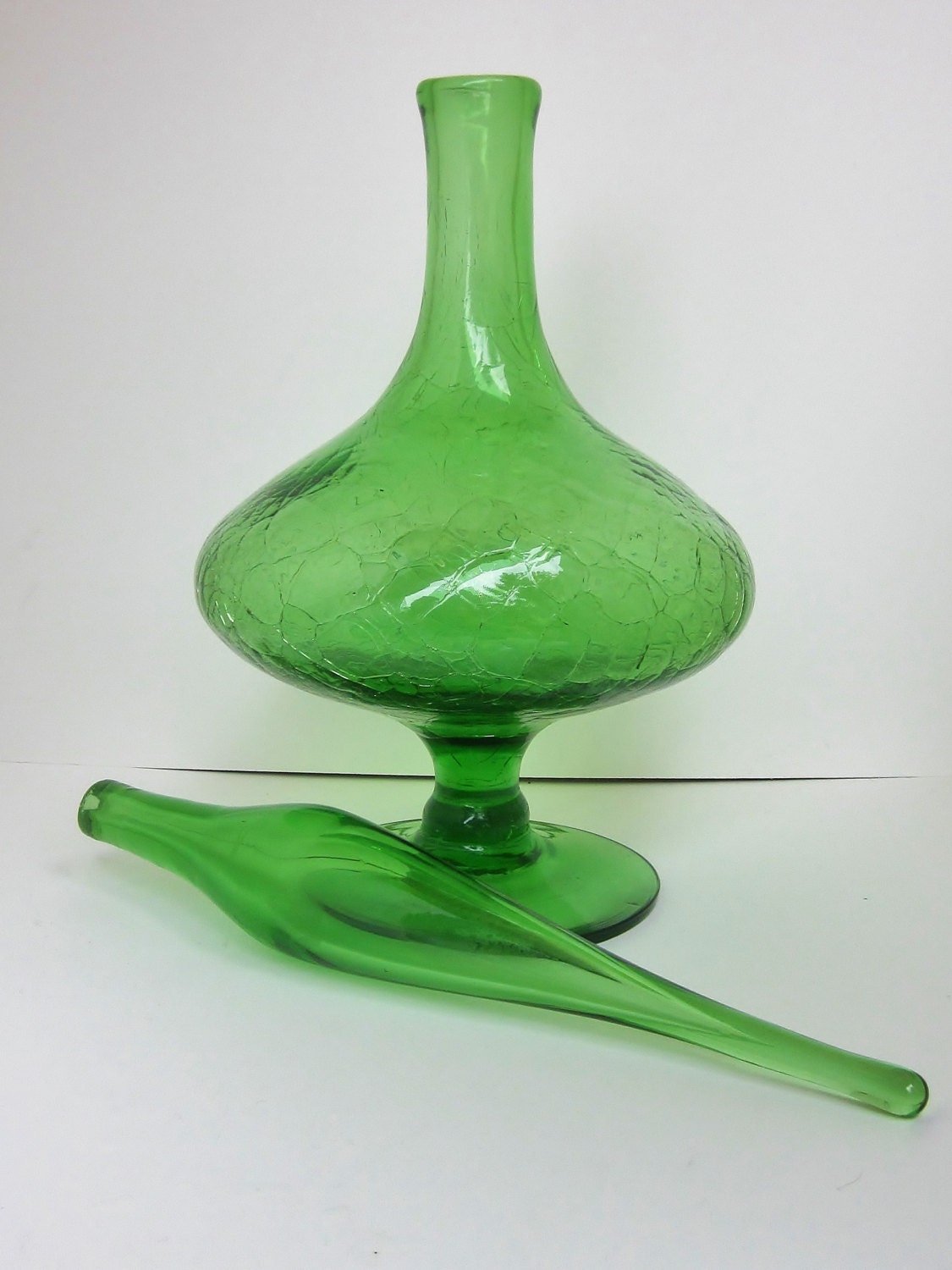 Vintage BLENKO Glass 6212 S Decanter in Olive Green