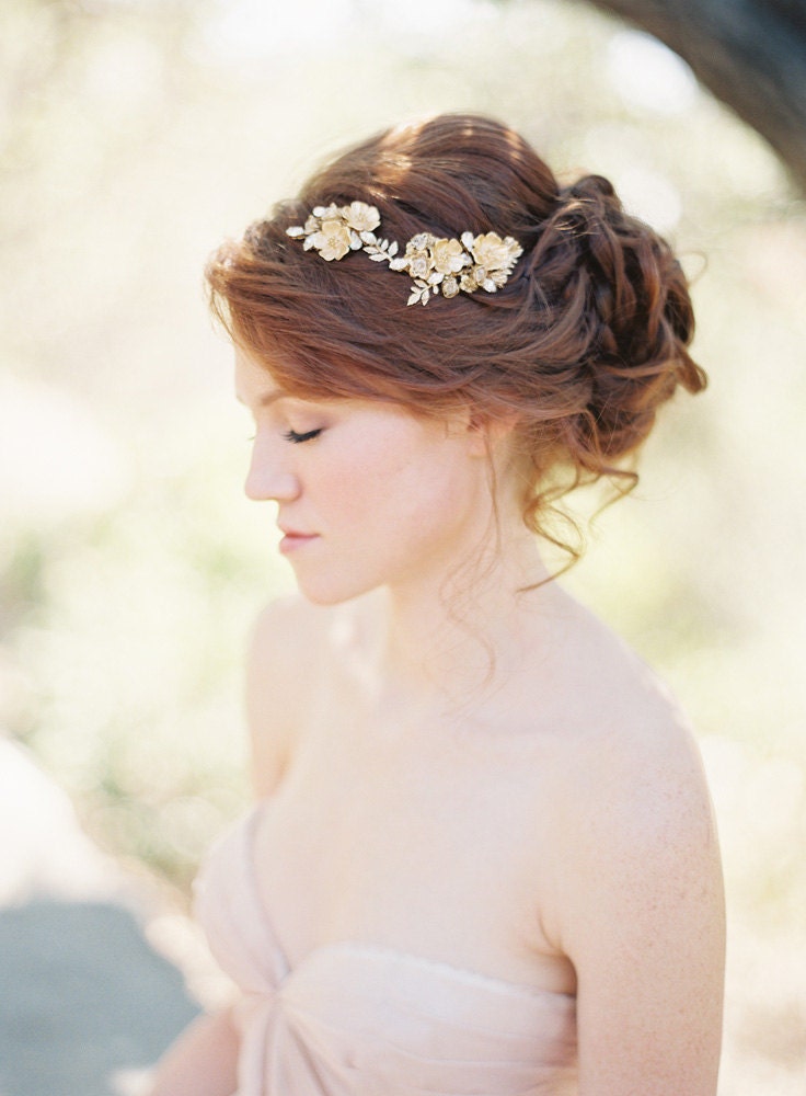 Bridal Hair Piece, Floral, Swarovski Crystal - Style 208