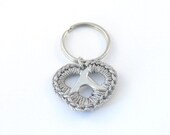 pop top heart keychain - crochet pop tab heart, metal color - keyring