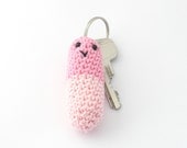 Beauty pill keychain - crochet dangle, zipper pull, plushie keychain -pink -  amigurumi