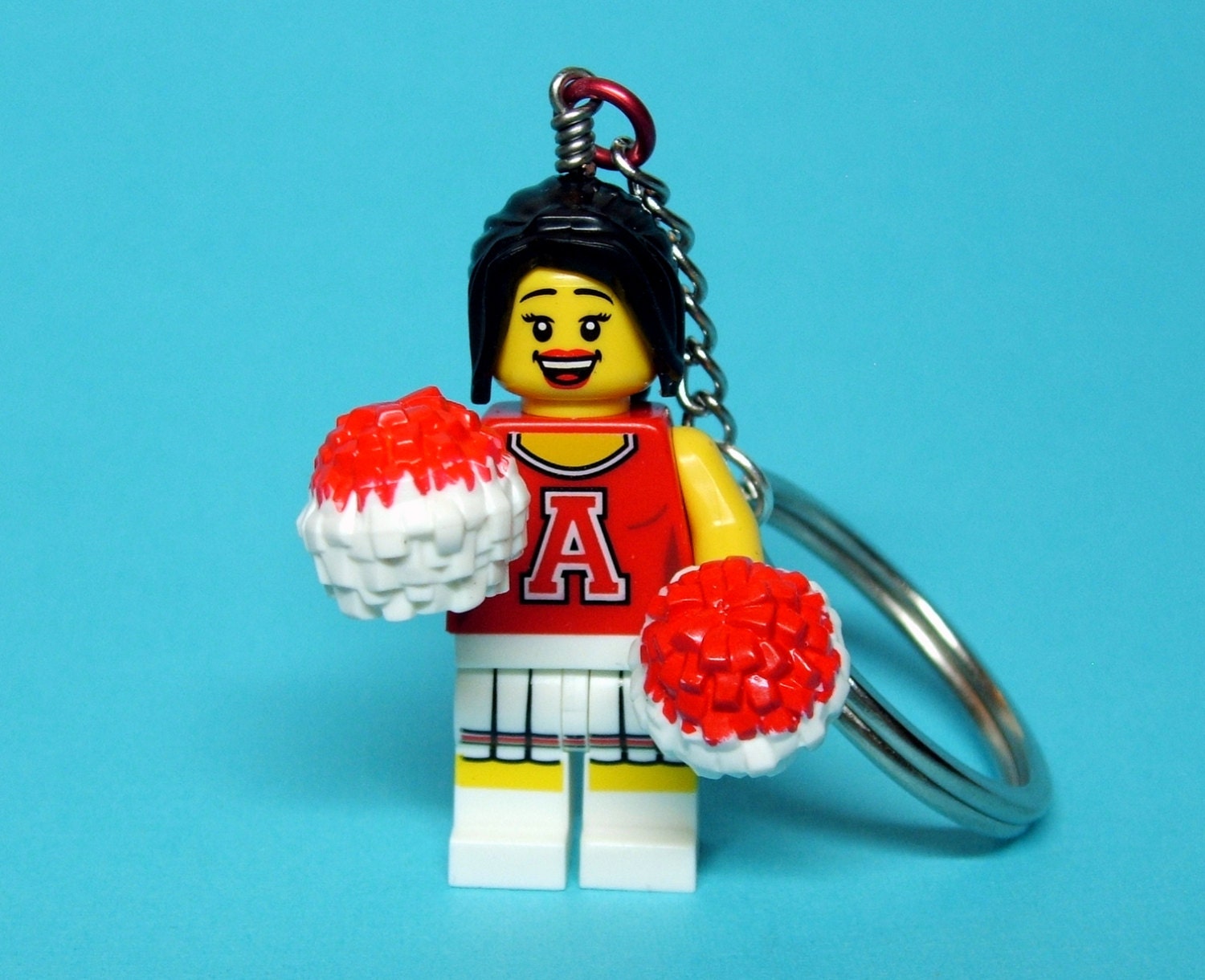 Cheerleader Keychain - made from Series 8 LEGO (r) Minifigure