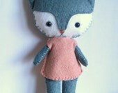 Plush Fox/wolf - stuffed felt animal doll - pocket pets