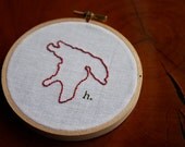 Hand Sewn 4" Lake Huron Embroidery