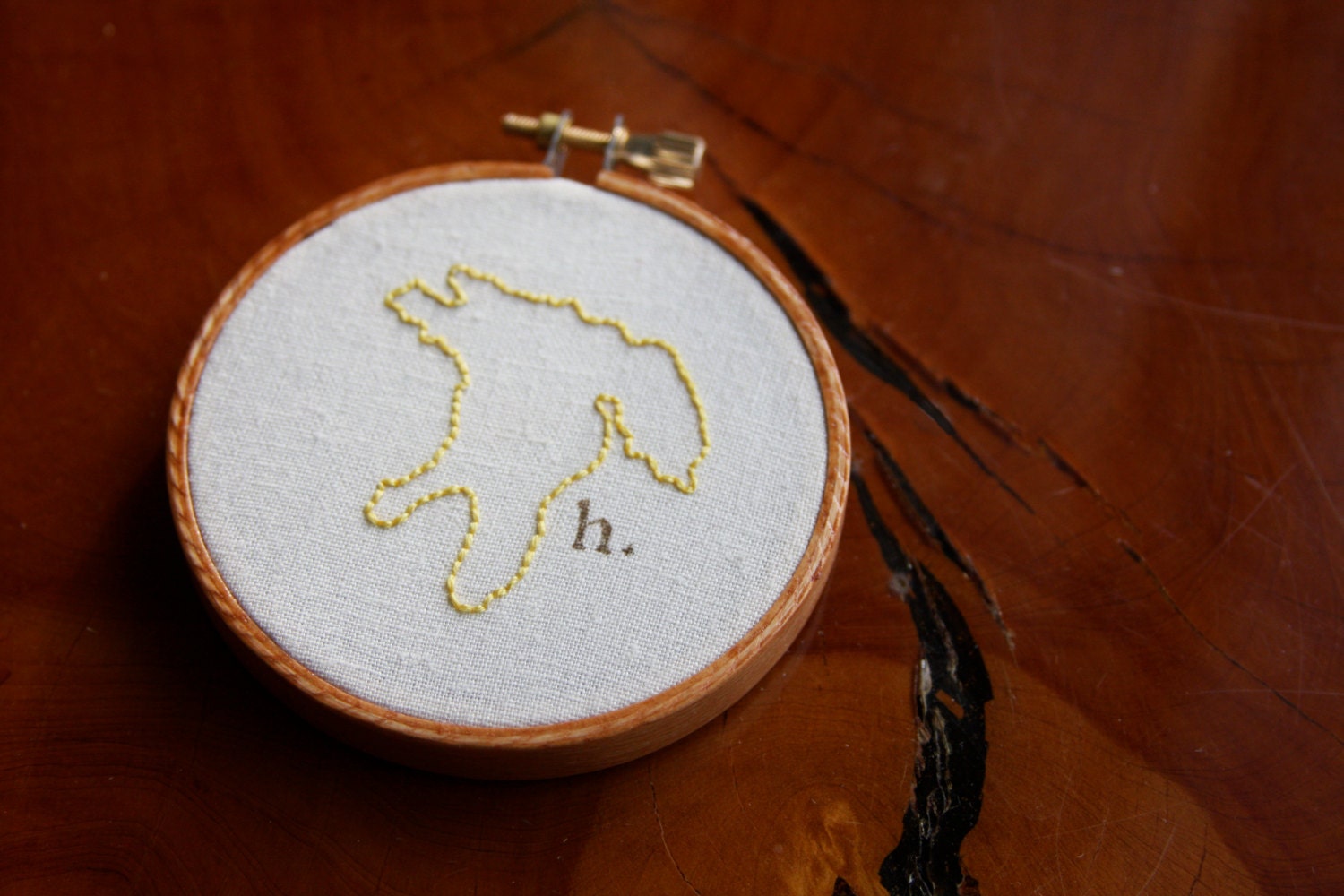 Hand Sewn 3" Lake Huron Embroidery