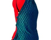 One size fits most one of a kind open back turquoise and black halter top