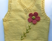Hand knit  cotton and wool vest size 3-4 years ready to ship