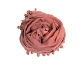 PomPom Tassel Scarf Dupata - Hand-dyed Cotton - Medium Rouge