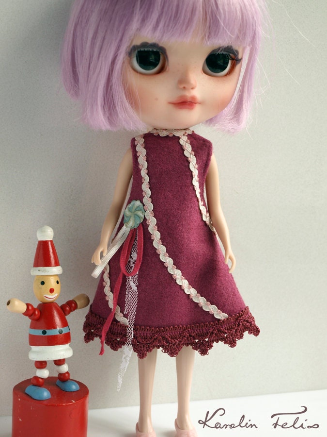 Carnivale. A line dress. for Blythe Dal Pullip Licca. Handmade doll outfit by KarolinFelix
