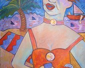 Abstract Expressionist Original Oil Painting on Board 18" by 24" Modern Art Woman