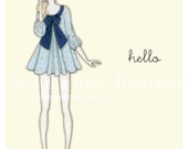 Spring Fashion Illustration Note Cards, Set of 5, Blank Inside
