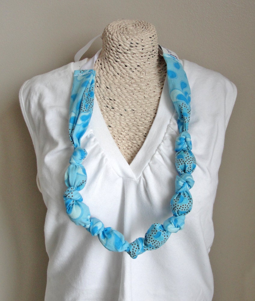 Knotted Bead Nursing and Teething Necklace in Blue Genevieve
